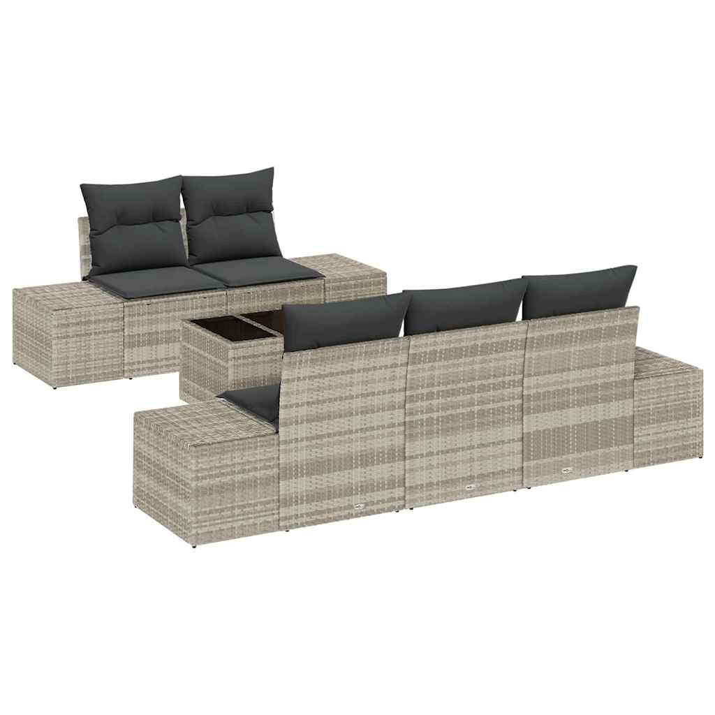 Garten-Sofa-Set 6 pcs Hellgrau und Dunkelgrau 55 x 55 x 37 cm